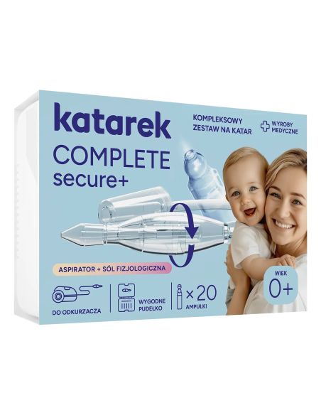 Katarek Complete Secure+, zestaw na katar, aspirator + sól fizjologiczna, 5 ml x 20 ampułek