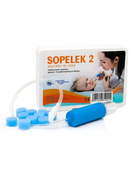 Sopelek 2, aspirator do nosa, od urodzenia + filtry do aspiratora, jednorazowe, 10 sztuk