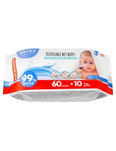 Akuku, chusteczki nawilżane wodą, A0031, od urodzenia, 60...
