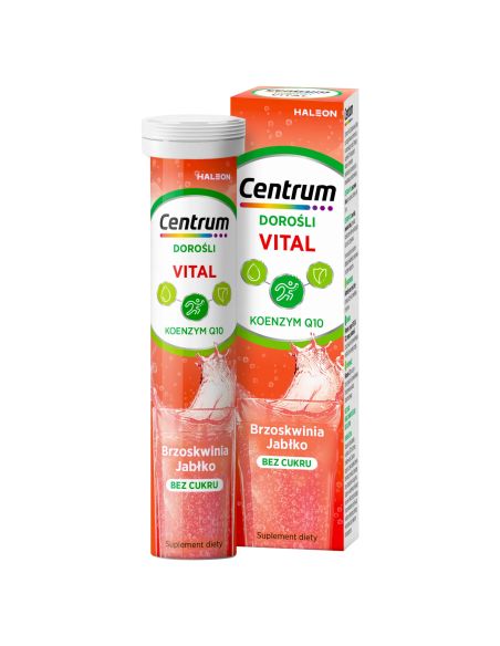 Centrum Vital Dorośli, koenzym Q10, smak brzoskwiniowo-jabłkowy, 20 tabletek musujących