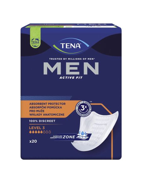 Tena Men Active Fit, wkładki anatomiczne dla mężczyzn, Level 3, 20 sztuk