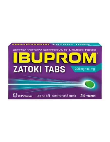Ibuprom Zatoki Tabs 200 mg + 61 mg 24 tabletki drażowane