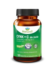 Naturell Cynk + C, 120 tabletek do rozgryzania i żucia