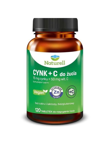 Naturell Cynk + C, 120 tabletek do rozgryzania i żucia