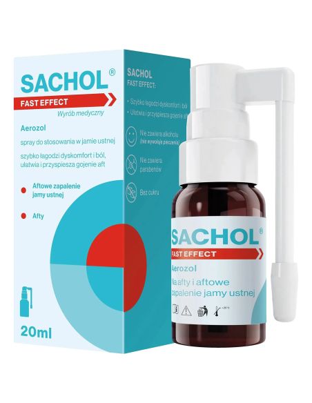 Sachol Fast Effect, na afty i aftowe zapalenie jamy ustnej, spray, 20 ml