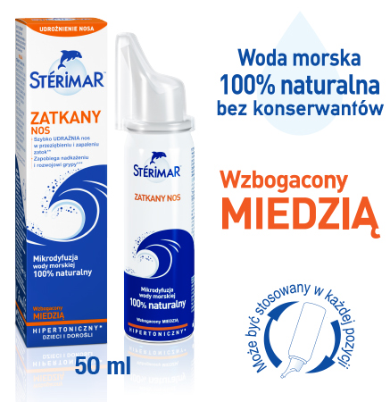 Sterimar - woda morska 100% naturalna bez konserwantów. Wzbogacony miedzią.