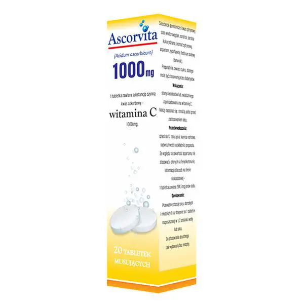 Ascorvita witamina C 1000 mg 20 tabletek musujących - 1 - Apteka HIT