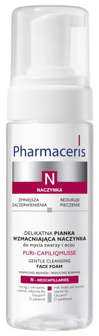 Pharmaceris N Puri-Capiliqmusse Delikatna pianka wzmacniająca naczynka do mycia twarzy i oczu 150 ml - 1 - Apteka HIT