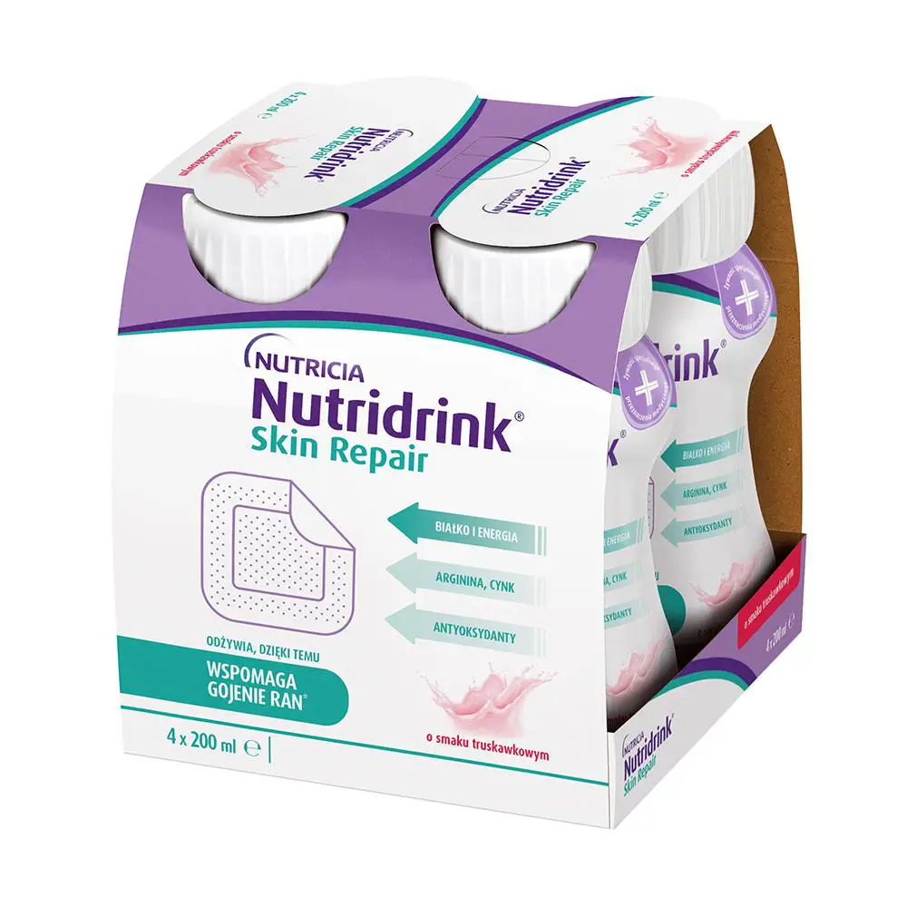 Nutricia Nutridrink Skin Repair o smaku truskawkowym 4 x 200 ml - 1 - Apteka HIT