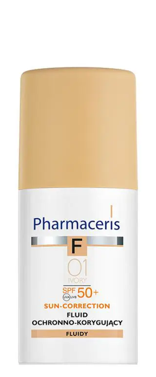 Pharmaceris F Sun-Correction fluid ochronno-korygujący łagodzący podrażnienia SPF 50+ ivory 01 (kość słoniowa) 30 ml - 1 - Apteka HIT