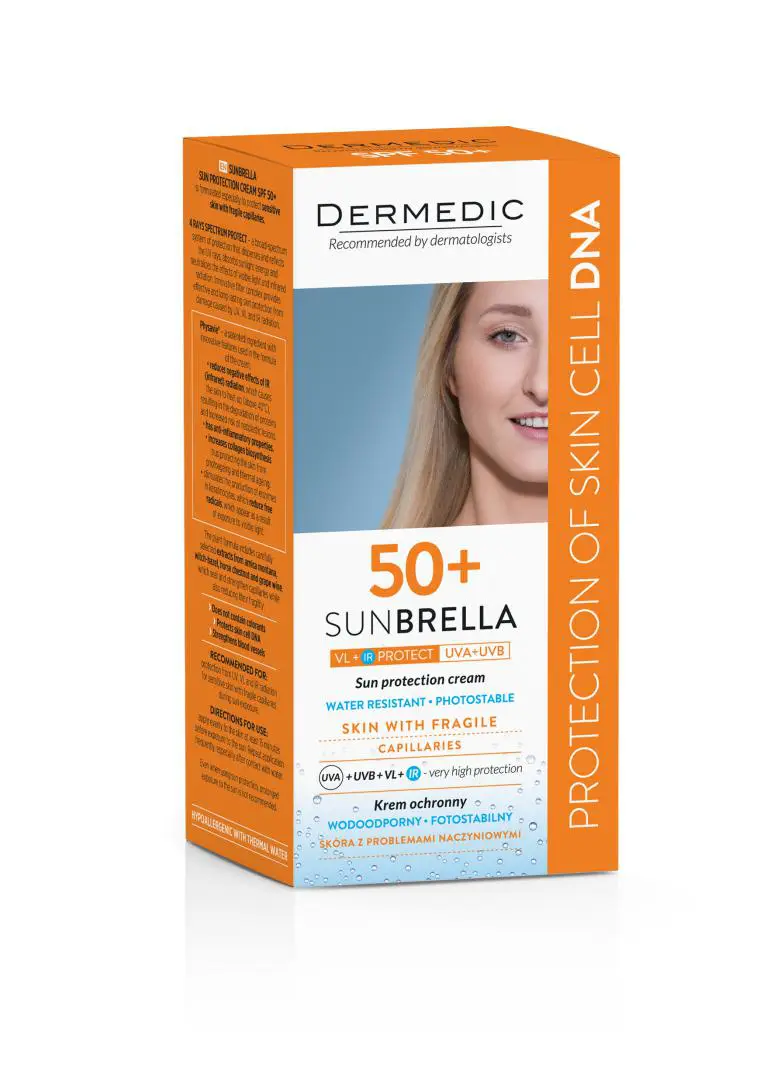 Dermedic Sunbrella Krem ochronny SPF 50+ do twarzy z problemami naczyniowymi 50 g - 2 - Apteka HIT