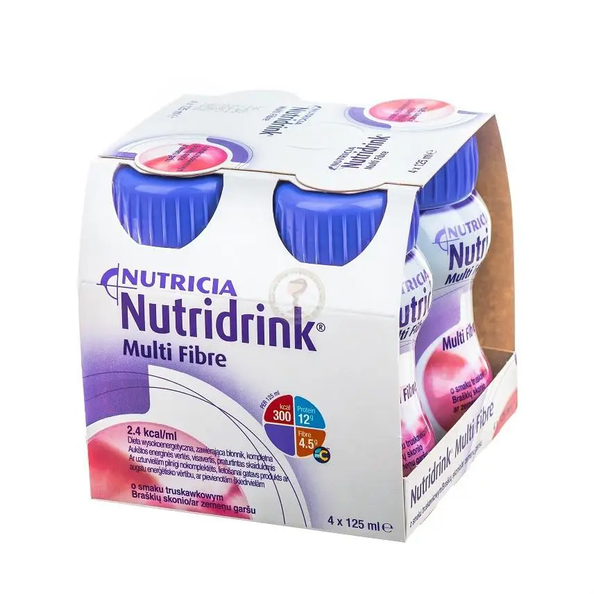 Nutricia Nutridrink Multi Fibre smak truskawkowy 4 x 125 ml - 1 - Apteka HIT