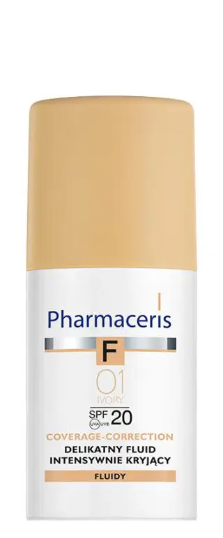 Pharmaceris F Coverage-Correction Delikatny fluid intensywnie kryjący o długotrwałym efekcie SPF 20 Ivory 01 (kość słoniowa) 30 ml - 1 - Apteka HIT