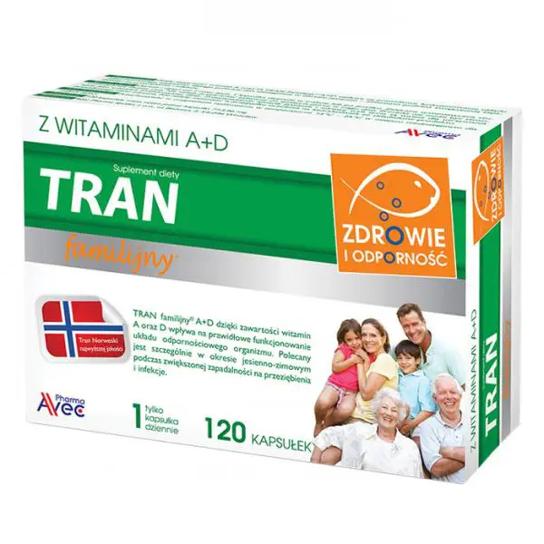 Tran Familijny z witaminami A+D 120 kaps. - 1 - Apteka HIT