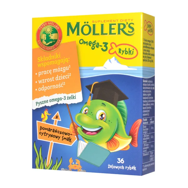 Mollers Omega-3 rybki o smaku pomarańczowo-cytrynowym 36 szt. - 1 - Apteka HIT