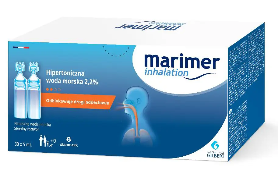 Marimer Inhalation hipertoniczna woda morska 2,2% do nebulizacji od 1 miesiąca 30 ampułek po 5 ml - 1 - Apteka HIT