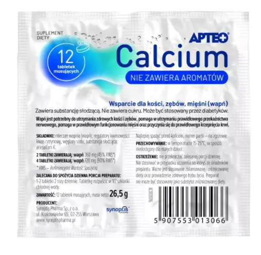 Calcium w folii 12 tabl. musujących Apteo - 1 - Apteka HIT