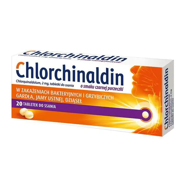 Chlorchinaldin o smaku czarnej porzeczki 20 tabletek - 1 - Apteka HIT