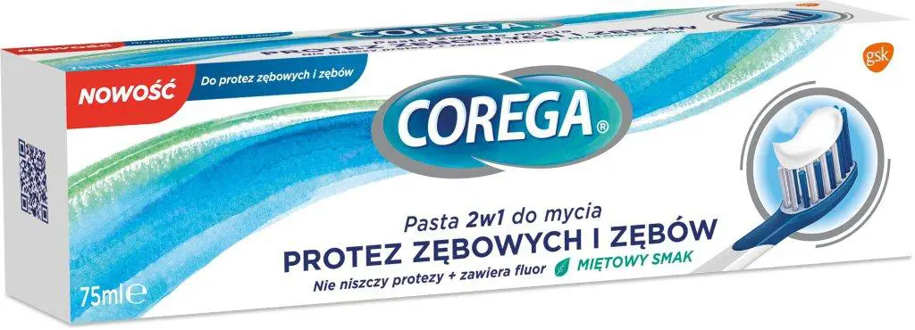 Corega Pasta 2w1 do mycia protez zębowych 75 ml - 1 - Apteka HIT