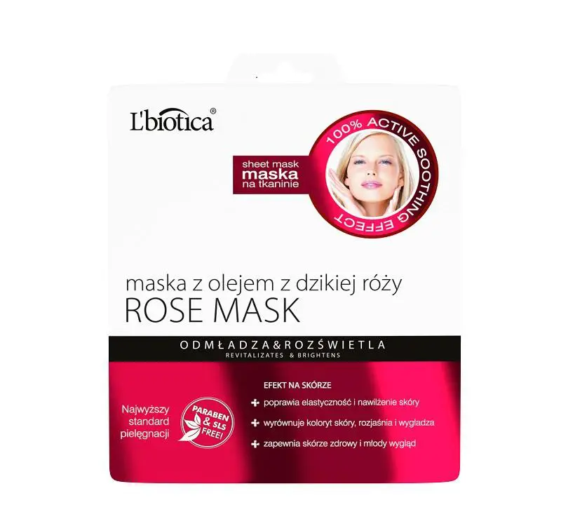 LBiotica Maska Odmładzająca Rose Mask w postaci nasączonej tkaniny 1 szt. - 1 - Apteka HIT