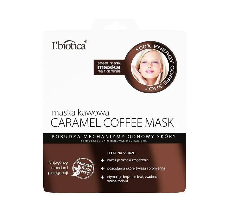 LBiotica Maska Kawowa Caramel Coffee Mask w postaci nasączonej tkaniny 1 szt. - 1 - Apteka HIT