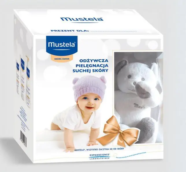 Mustela Bebe zestaw zimowy skóra sucha: odżywczy żel 300 ml + odżywcze mleczko 200 ml + odżywczy krem 40 ml + MIŚ - 1 - Apteka HIT