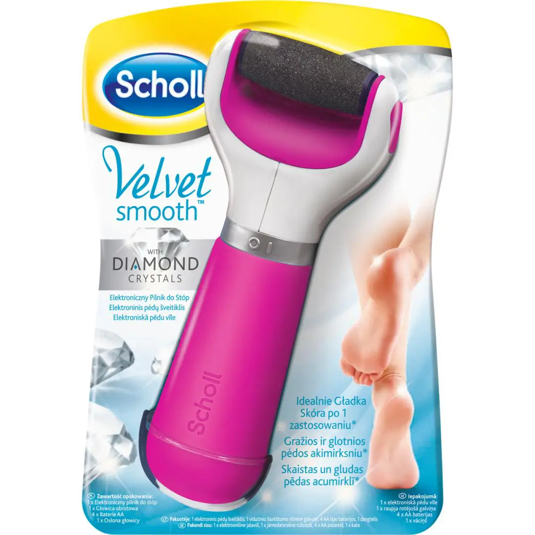 Scholl Velvet Smooth Różowy Elektroniczny Pilnik do stóp z kryształkami diamentów 1 szt. - 1 - Apteka HIT