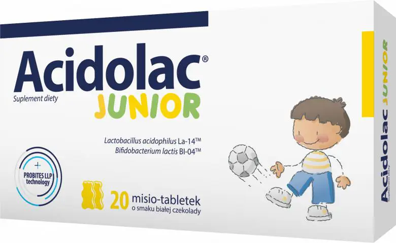 Acidolac Junior 20 misio-tabl. o smaku białej czekolady - 1 - Apteka HIT