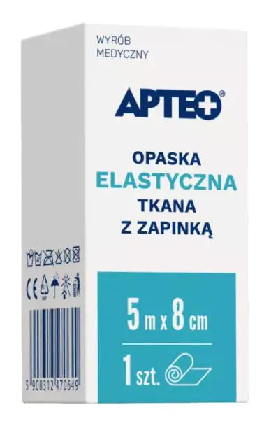 Opaska elastyczna tkana z zapikną 5 m x 8 cm apteo care - 1 - Apteka HIT