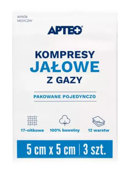 Kompresy jałowe 5 cm x 5 cm 3 szt APTEO CARE - 1 - Apteka HIT