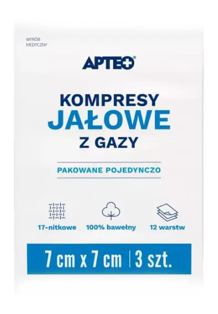 KOMPRESY JAŁOWE 7 CM X 7 CM 3 SZT APTEO CARE - 1 - Apteka HIT