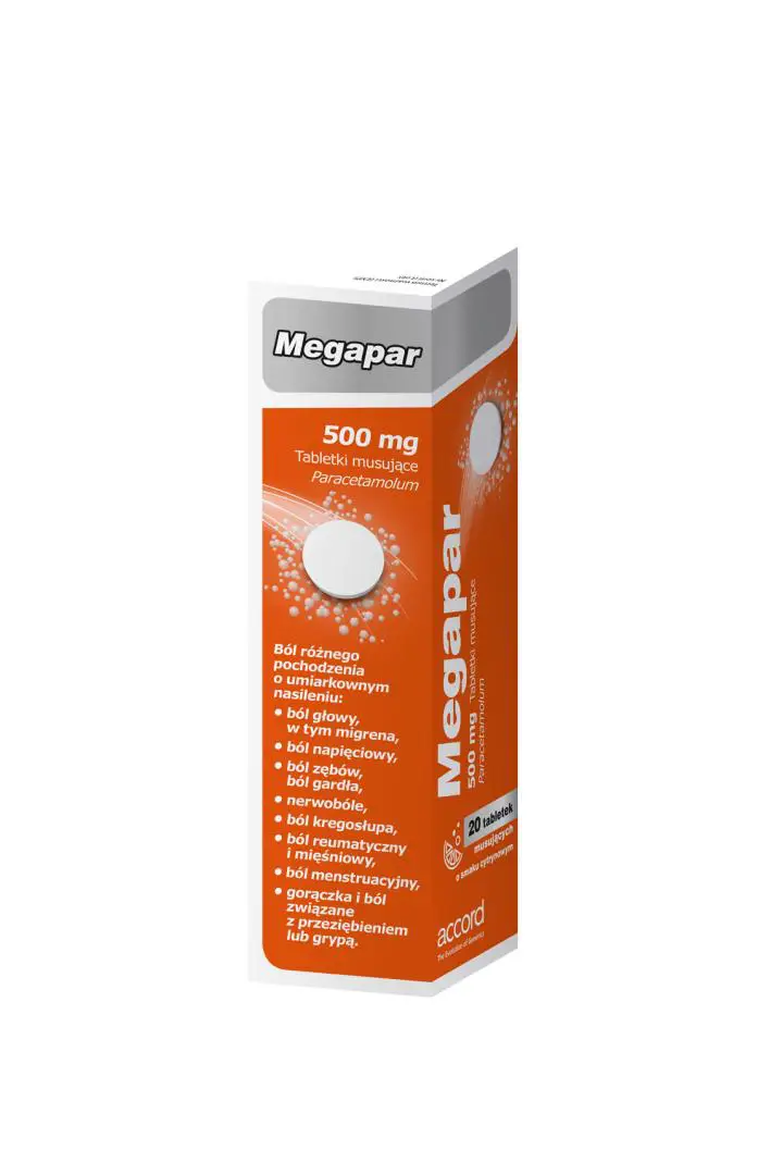 Megapar 500 mg smak cytrynowy 20 tabl. musujących - 1 - Apteka HIT