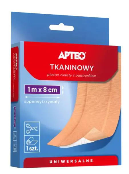 Plaster tkaninowy z opatrunkiem 1 m x 8 cm cielisty 1 szt. Apteo Care - 1 - Apteka HIT