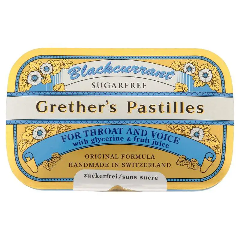 Grethers Pastilles Blackcurrant pastylki o smaku czarnej porzeczki bez cukru 60 g - 1 - Apteka HIT