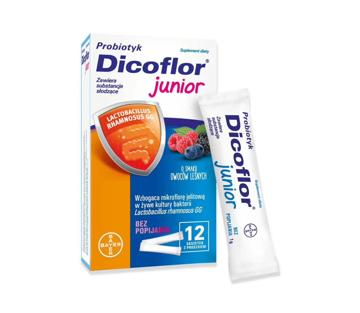 Dicoflor Junior dla dzieci od 3 roku życia i dorosłych 12 sasz. - 1 - Apteka HIT