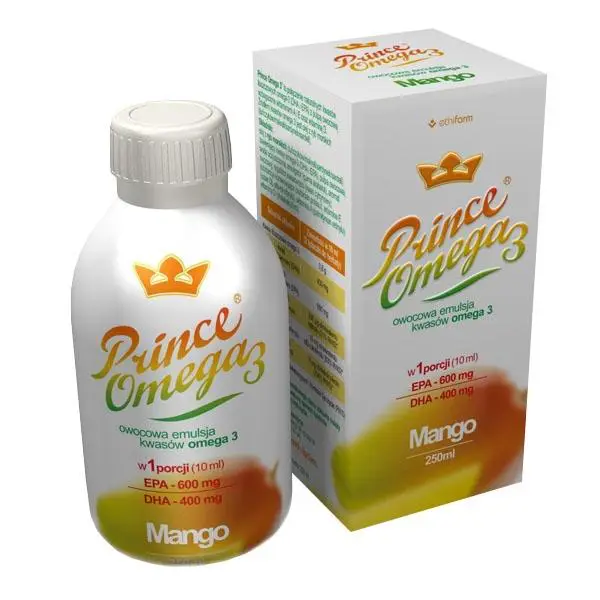 Prince Omega tran z wątroby rekina smak mango 250 ml - 1 - Apteka HIT
