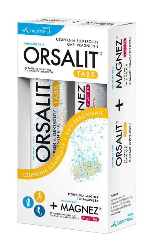 Orsalit Tabs smak cytrynowy 24 tabl. musujące + Magnez z wit. B6 10 tabl. musujących - 1 - Apteka HIT