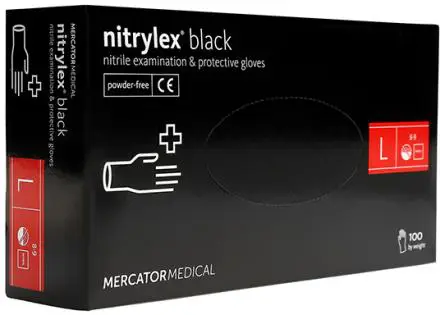 MercatorMedical Nitrylex black rękawice diagnostyczne i ochronne L 100 szt. - 1 - Apteka HIT