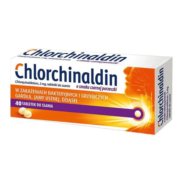 Chlorchinaldin o smaku czarnej porzeczki 40 tabletek - 1 - Apteka HIT