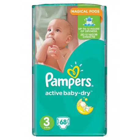 Pampers active baby-dry 3 (5 - 9 kg) 68 szt. - 1 - Apteka HIT