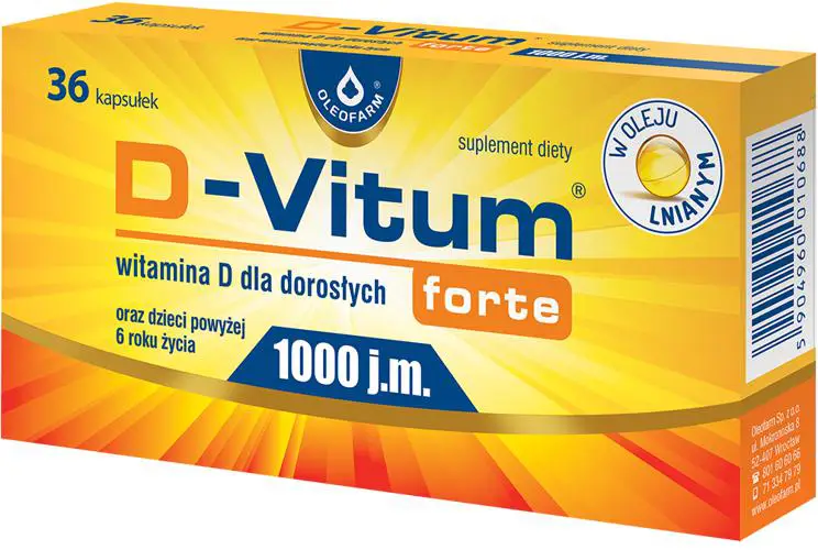 Oleofarm D-Vitum Forte Witamina D 1000 j.m. 36 kapsułek - 1 - Apteka HIT