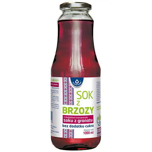 Oleofarm Sok z brzozy z dodatkiem koncentratu soku z granatu bez cukru 1000 ml - 1 - Apteka HIT