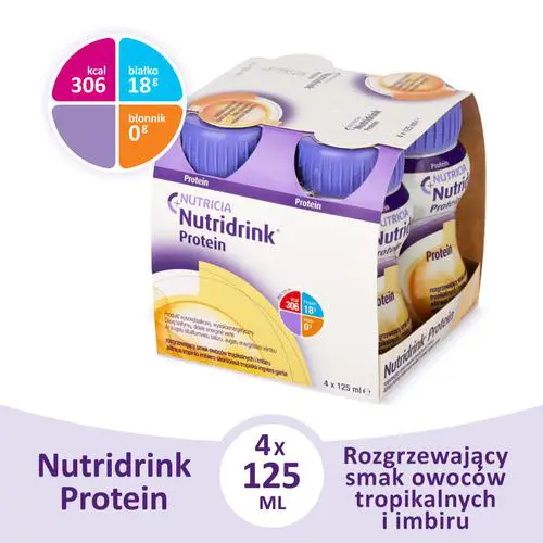 Nutricia Nutridrink Protein rozgrzewający o smaku owoców tropikalnych i imbiru 4 x 125 ml - 1 - Apteka HIT