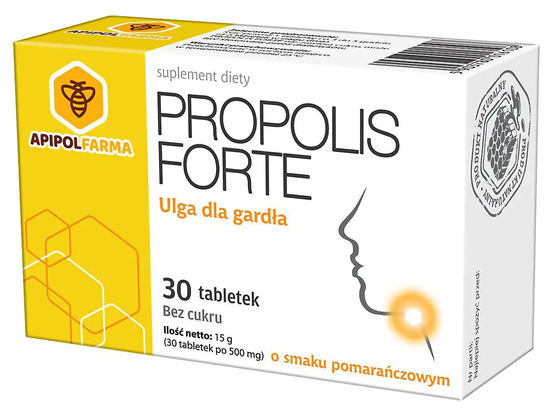 Propolis Forte smak pomarańczowy 30 tabletek - 1 - Apteka HIT