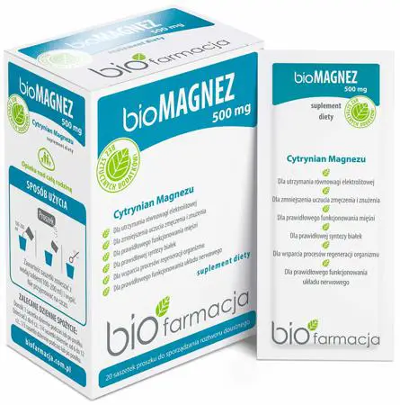 bioMagnez 500 mg 20 sasz. Bio Farmacja - 1 - Apteka HIT