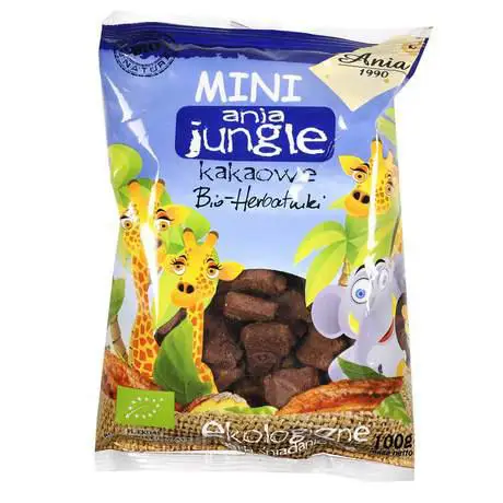 Bio herbatniki kakaowe mini jungle Ania 100g - 1 - Apteka HIT