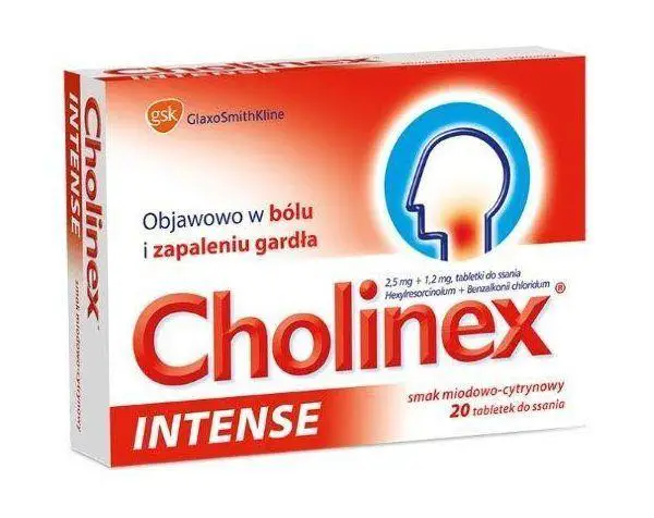 Cholinex Intense o smaku miodowo-cytrynowym 20 pastylek do ssania - 1 - Apteka HIT