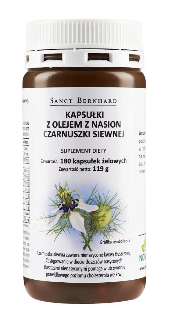 Olej z czarnuszki siewnej 500 mg 180 kapsułek Sanct Bernhard - 1 - Apteka HIT