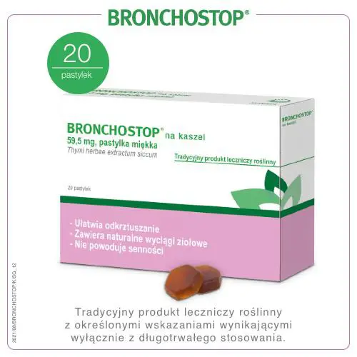 Bronchostop na kaszel 20 pastylek miękkich - 1 - Apteka HIT