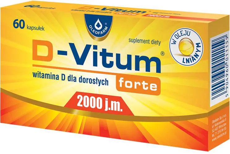 Oleofarm D-Vitum Forte Witamina D 2000 j.m. 60 kapsułek - 1 - Apteka HIT